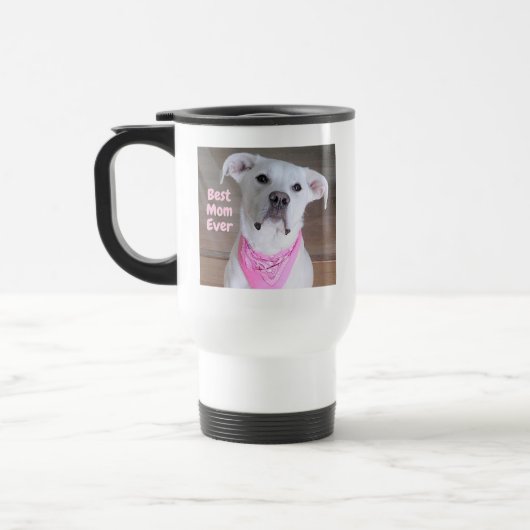 Mug De Voyage Chien blanc mignon portant Écharpe rose Meilleure  (Gauche)