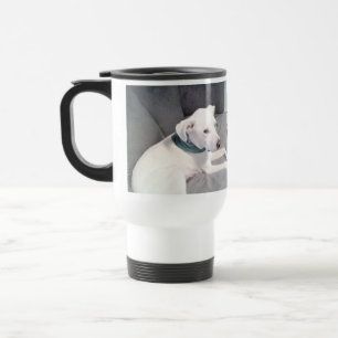 Mug De Voyage Chien blanc mignon vêtu d'écaille verte gris