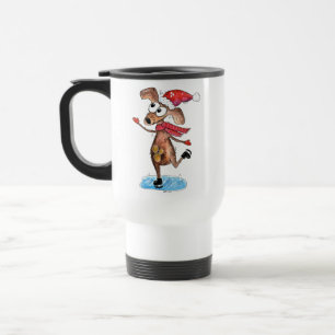 Mug De Voyage Chien de Noël Whimsical sur patins à glace
