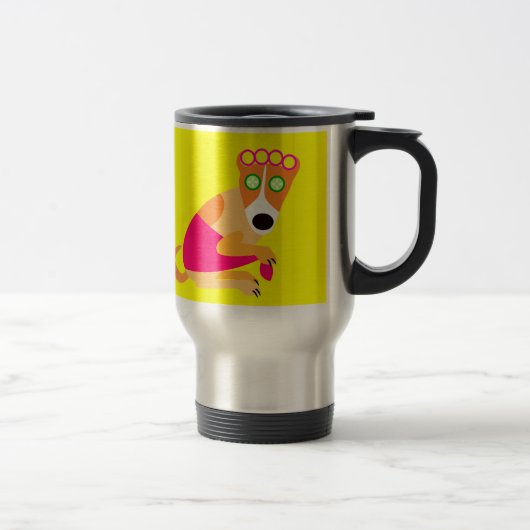 Mug De Voyage Chien drôle de spa dans des bigoudis (Droit)