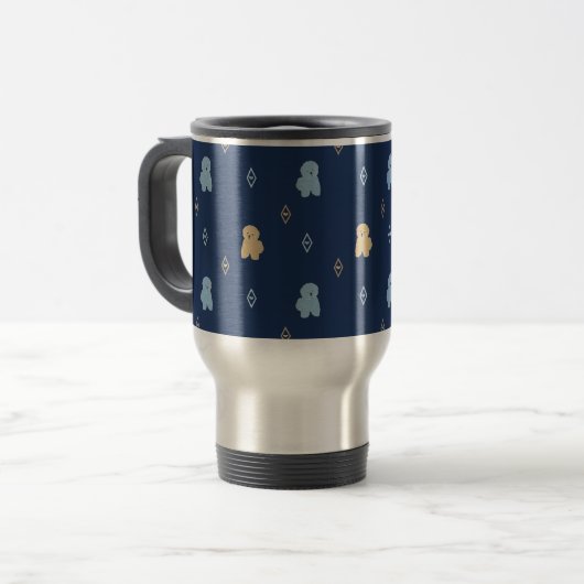 Mug De Voyage Chien Lhasa Apso motif bleu arrière - plan (Devant gauche)