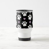 Mug De Voyage Chien Paws, White Paws, Lilac Hearts, Votre Nom (Centre)