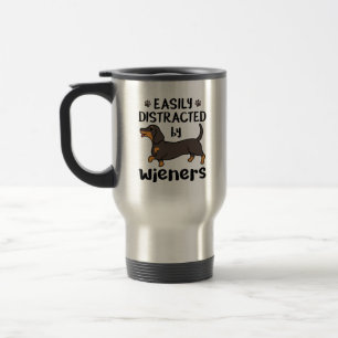 Mug De Voyage Chien teckel facilement distrait par les saucisses