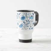 Mug De Voyage Chinoiserie Blue Echinacea Pattern (Devant droit)