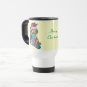 Mug De Voyage chiot noir et brun mignon vêtu pour noël (Devant gauche)