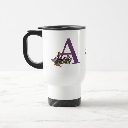 Mug De Voyage Chiots Beagle Papillons Monogramme Initiale A Nom  (Gauche)