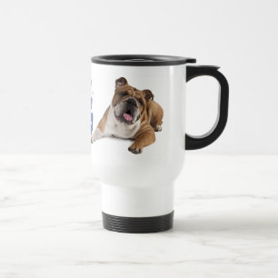 Mug De Voyage Chiots Bouledogue Anglais Cœurs Amour Bleus