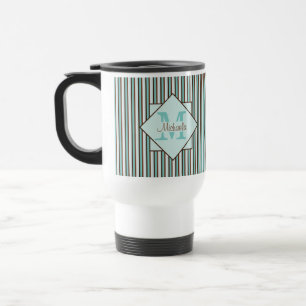 Mug De Voyage Chocolat Brown et pinte vert rayures Monogramme