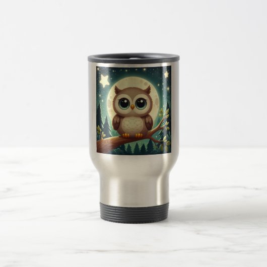 Mug De Voyage Chouette bébé la nuit avec lune (Centre)