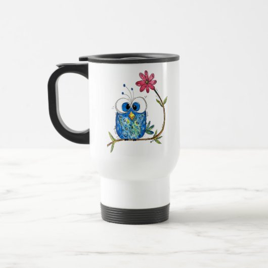 Mug De Voyage Chouette blanche mignonne (Gauche)