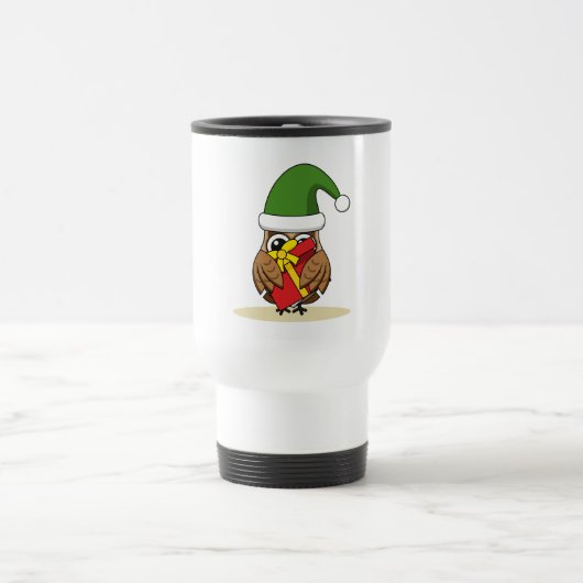 Mug De Voyage Chouette elfe de Noël avec présent (Centre)