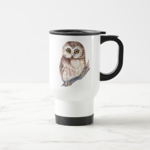 Mug De Voyage Chouette mignonne - Aquarelle Oiseau, Nature, Faun