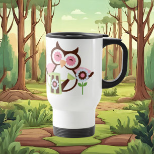 Mug De Voyage Chouette rose boule