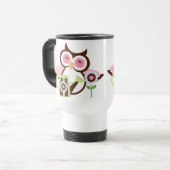 Mug De Voyage Chouette rose boule (Devant gauche)