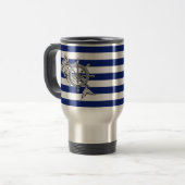 Mug De Voyage Chrome Comme Sirène sur les rayures Nautiques (Devant gauche)