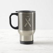 Mug De Voyage Chrome White Ribbon Sensibilisation Carbone Fibre  (Gauche)