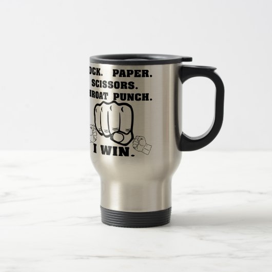 Mug De Voyage Ciseaux de papier roche Throat Punch Je gagne (Droit)