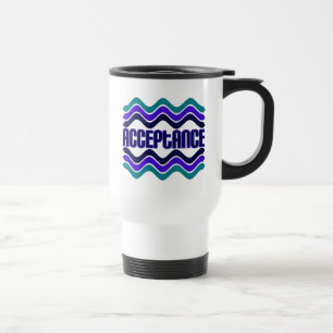 Mug De Voyage Citation d'acceptation en bleu vert violet