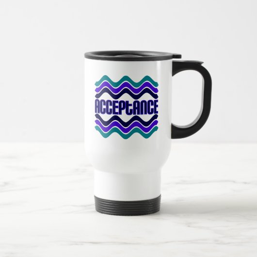 Mug De Voyage Citation d'acceptation en bleu vert violet (Droite)