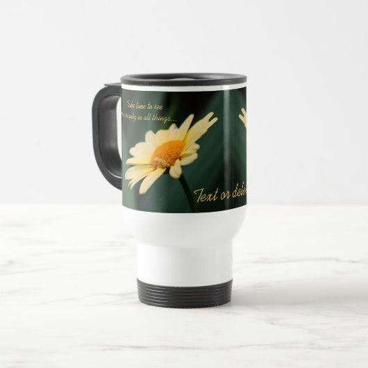 Mug De Voyage Citation de beauté inspirée Daisy (Devant gauche)