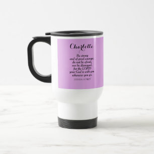 Mug De Voyage Clair Violet Courage Bible Verse Nom personnalisé