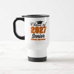Mug De Voyage Classe orange 2027 Senior Lycée personnalisé
