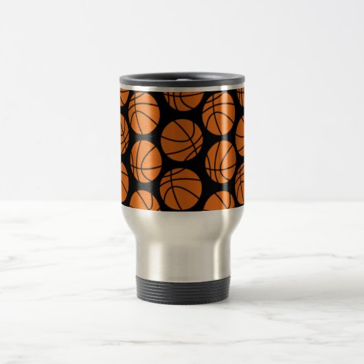 Mug De Voyage Classic Basketball Pattern on Black (Centre)
