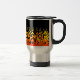 Mug De Voyage Classique emballant des flammes sur le noir solide