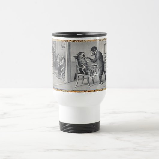 MUG DE VOYAGE CLINIQUE DENTAIRE, LUNETTE DENTISTE ET CHAT (Centre)