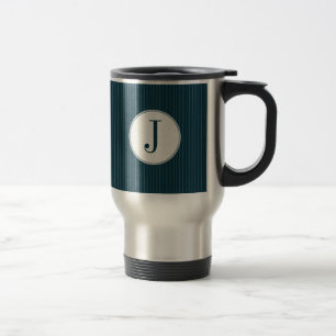 Mug De Voyage Cobalt Pinstripe monogramme simple Musique