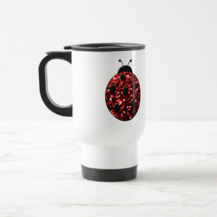 Mug De Voyage Coccinelle rouge foncé faux paillettes scintillant