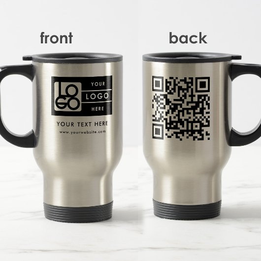 Mug De Voyage Code QR de site Web à logo personnalisé Texte Prom