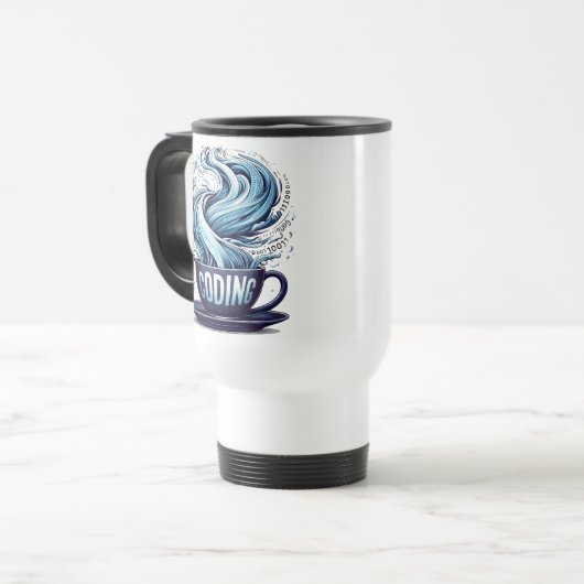 Mug De Voyage Coding Coffee Cup Binary Stream (Devant gauche)