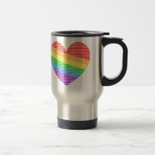Mug de voyage coeur à rayures arc-en-ciel Corey Ti