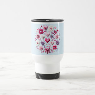 Mug De Voyage Coeur de la Saint Valentin florale