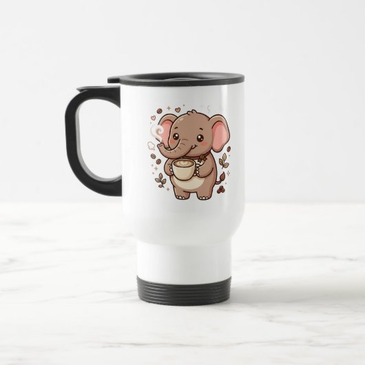 Mug de voyage Cœur de Latte Éléphant Mignon (Gauche)