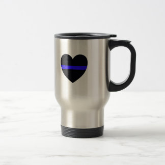 Mug De Voyage Coeur de police avec Blue Line mince