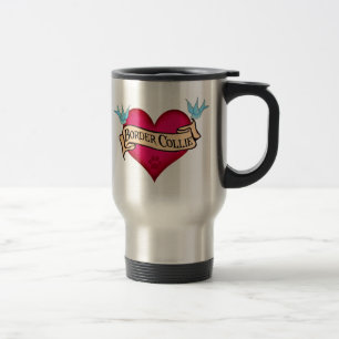 Mug De Voyage Coeur de tatouage de border collie