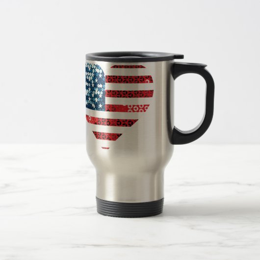 Mug De Voyage coeur du drapeau américain (Droit)