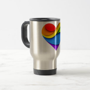 Mug De Voyage Cœur en forme de SlipperyJoe arc-en-ciel rouge ora
