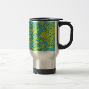 Mug De Voyage Coeur Heart Heart Coeur Turquoise et Lime