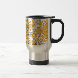 Mug De Voyage Coeur HeartyParty Jaune et blanc Damas