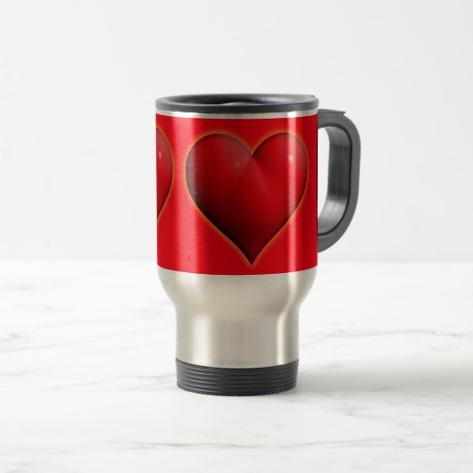 Mug De Voyage Coeur rouge 3-D brillant (Devant droit)