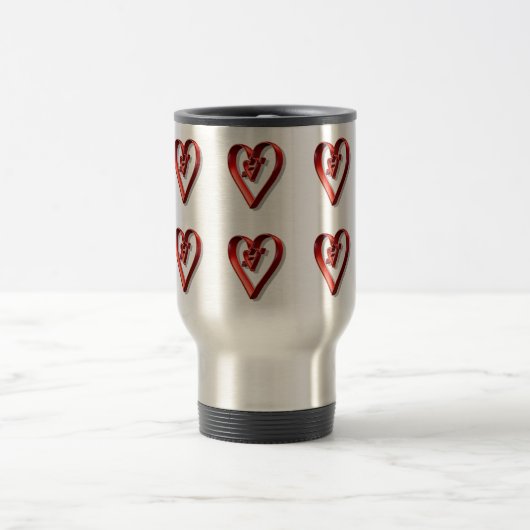 Mug De Voyage Coeurs 3D rouges (Centre)