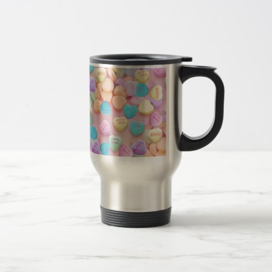 Mug De Voyage coeurs de bonbons valentines (Droit)