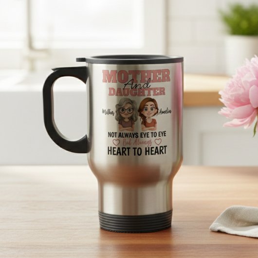 Mug De Voyage Cœurs de mère et de fille connectés à distance