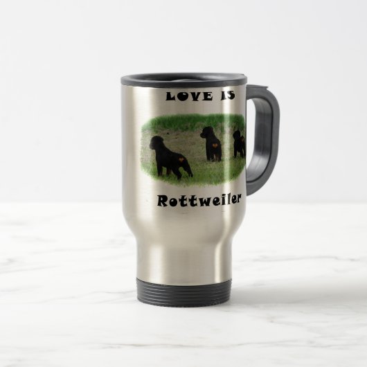 Mug De Voyage Coeurs de rottweiler (Devant droit)