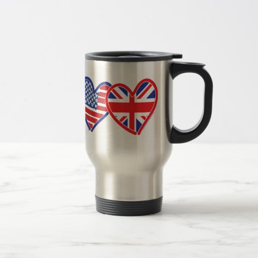 Mug De Voyage Coeurs du drapeau américain/Union Jack (Droit)