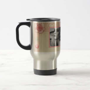 Mug De Voyage Coeurs roses vintages photo florale aquarelle