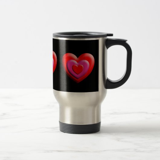 Mug De Voyage Coeurs rouges et roses (Droit)
